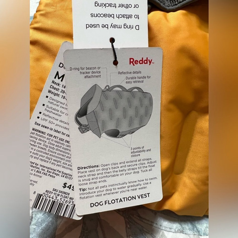 Yellow Reddy Flotation Dog Vest NWT Medium - Picture 7 of 7